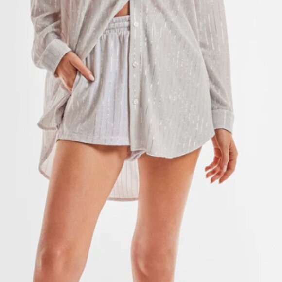The Noli Shop Amalfi Embellished Shorts - Size L - White/Silver New in Package - Picture 1 of 7